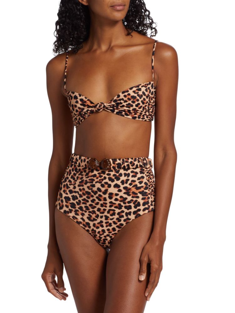 Mirame Leopard Bikini Top with Johanna Ortiz Knot, Leopard