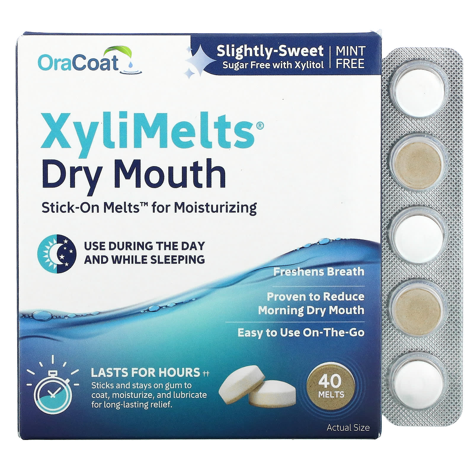 OraCoat XyliMelts for dry mouth, without mint, 40 melts