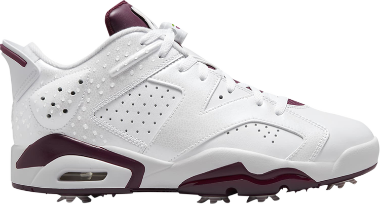 Air Jordan 6 Retro Low Golf NRG Bordeaux Cleats, White