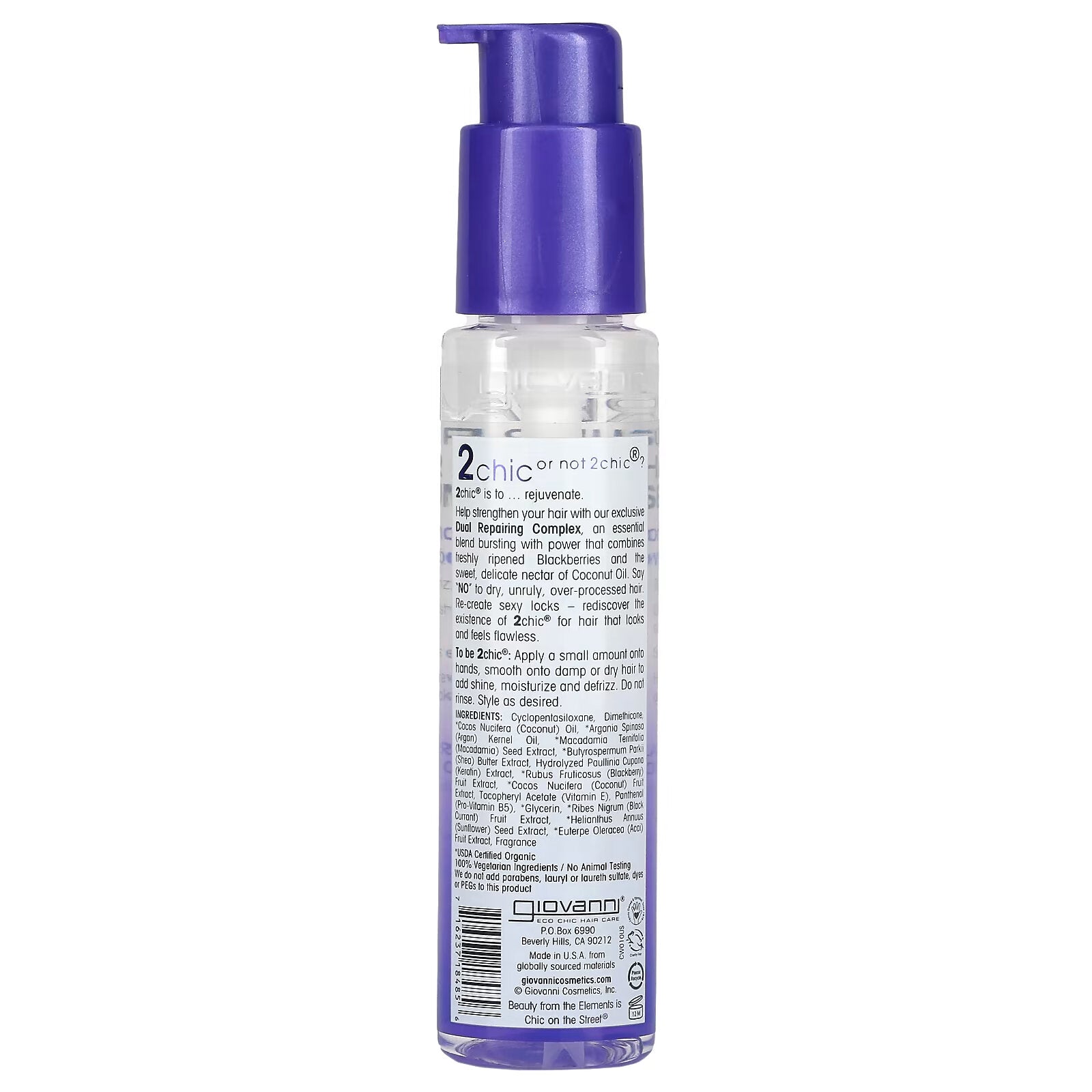 Giovanni, 2chic, Super Potion, restoring oil-serum for hair Blackberry & Coconut Oil, 2.75 fl oz (81 ml)