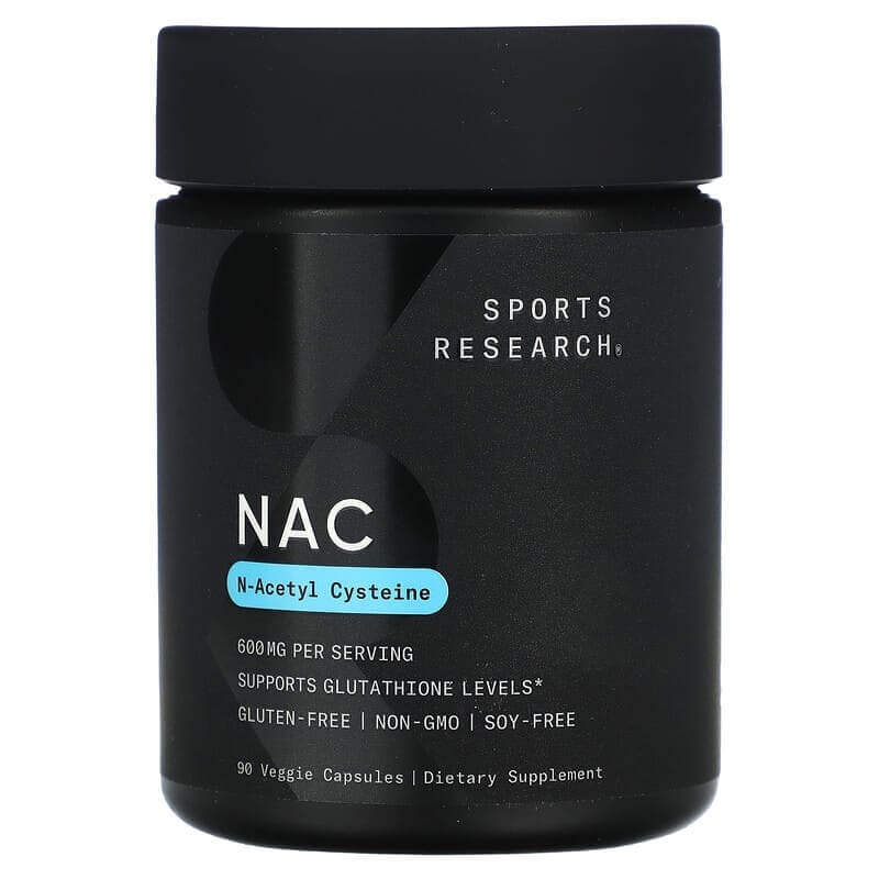 N-Acetylcysteine ​​Sports Research NAC 600 mg، 90 كبسولة نباتية