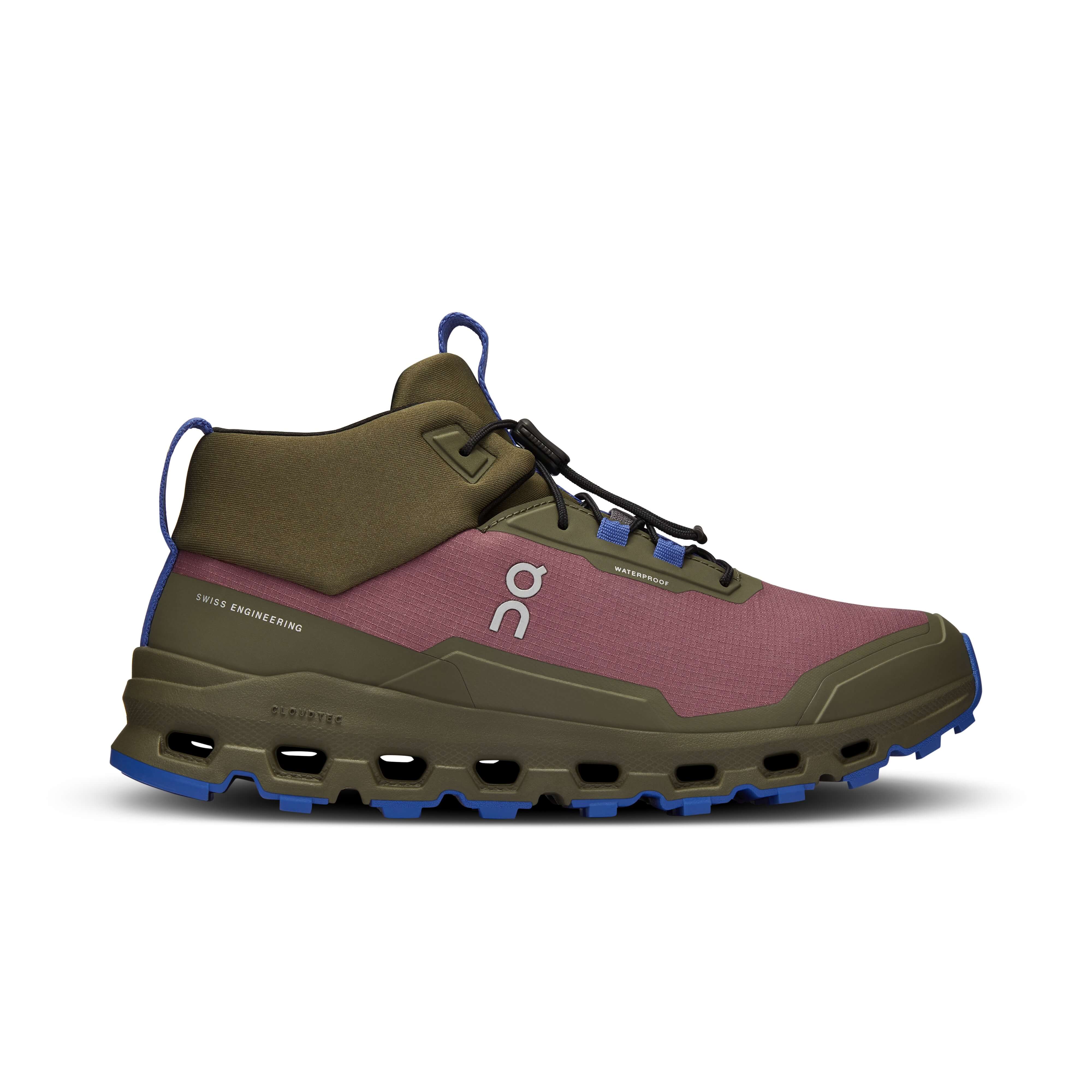 Teen boots On Cloudhero Mid Waterproof Kids, burgundy/dark green