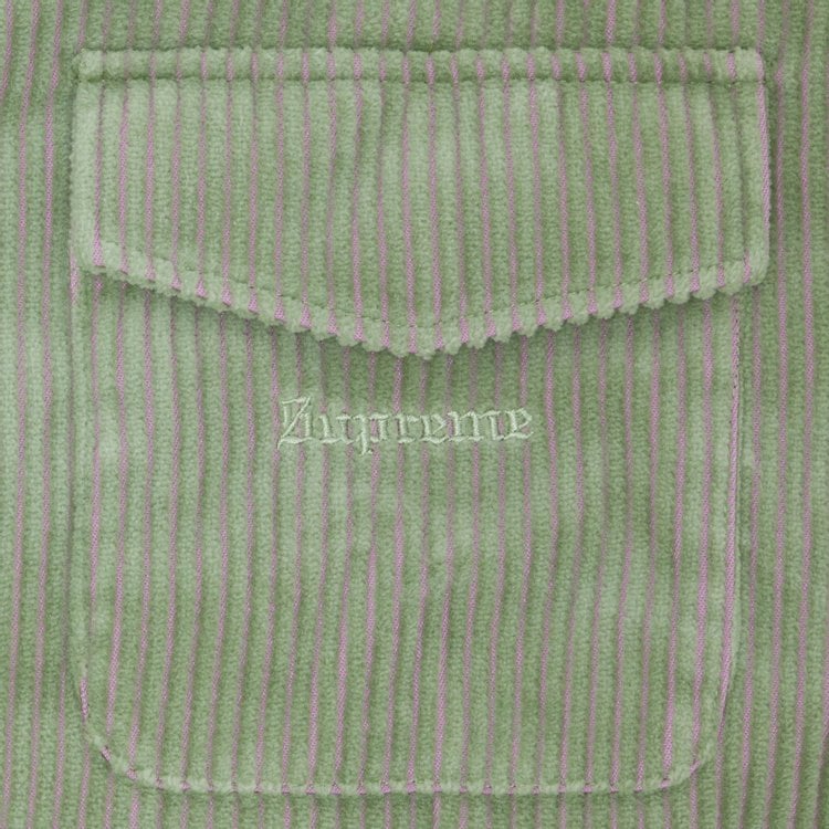 قميص Supreme 2-Tone Corduroy بسحاب - أخضر