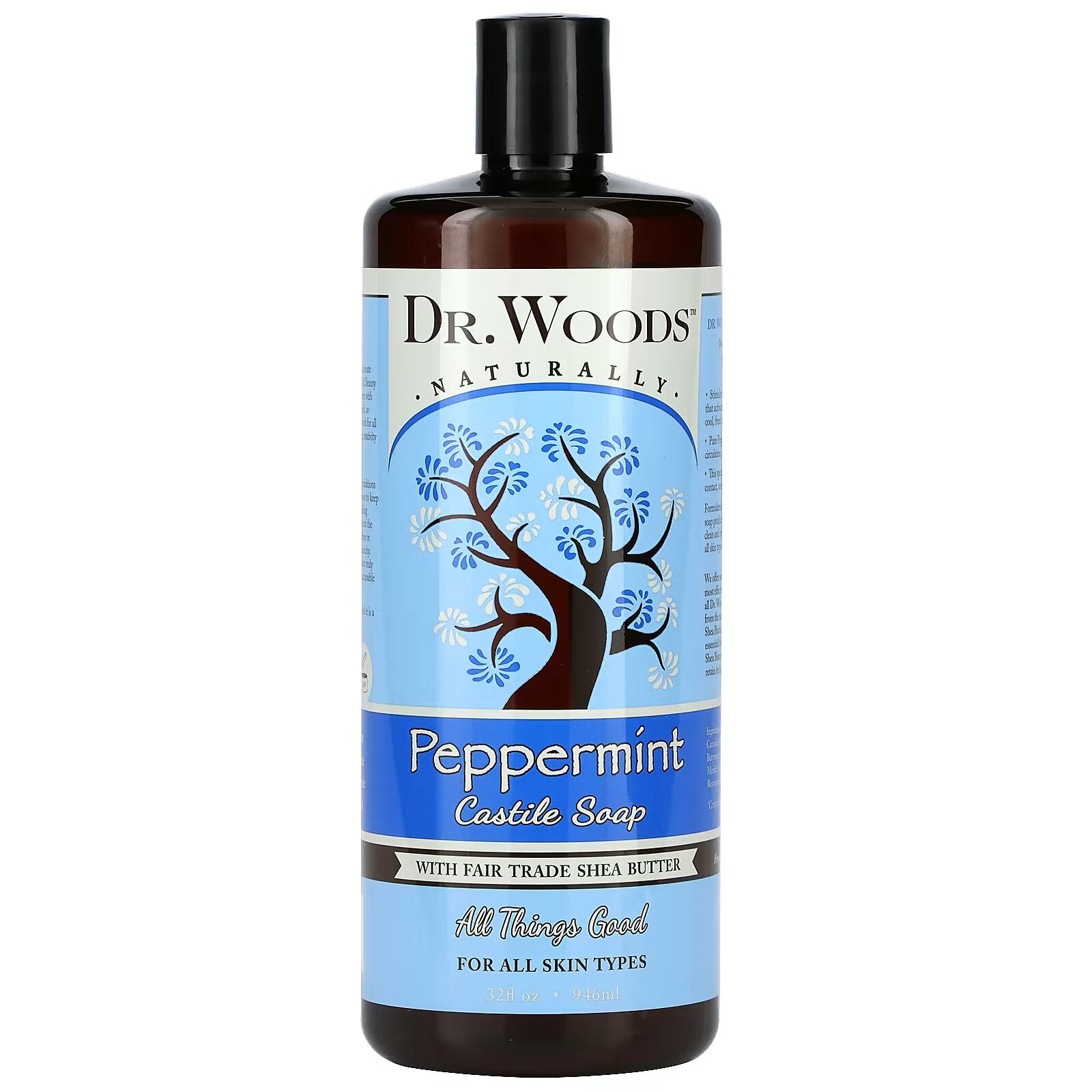 Dr.  Woods, Castile Soap with Peppermint and Shea Butter Fair Trade, 946 ml (32 fl oz)