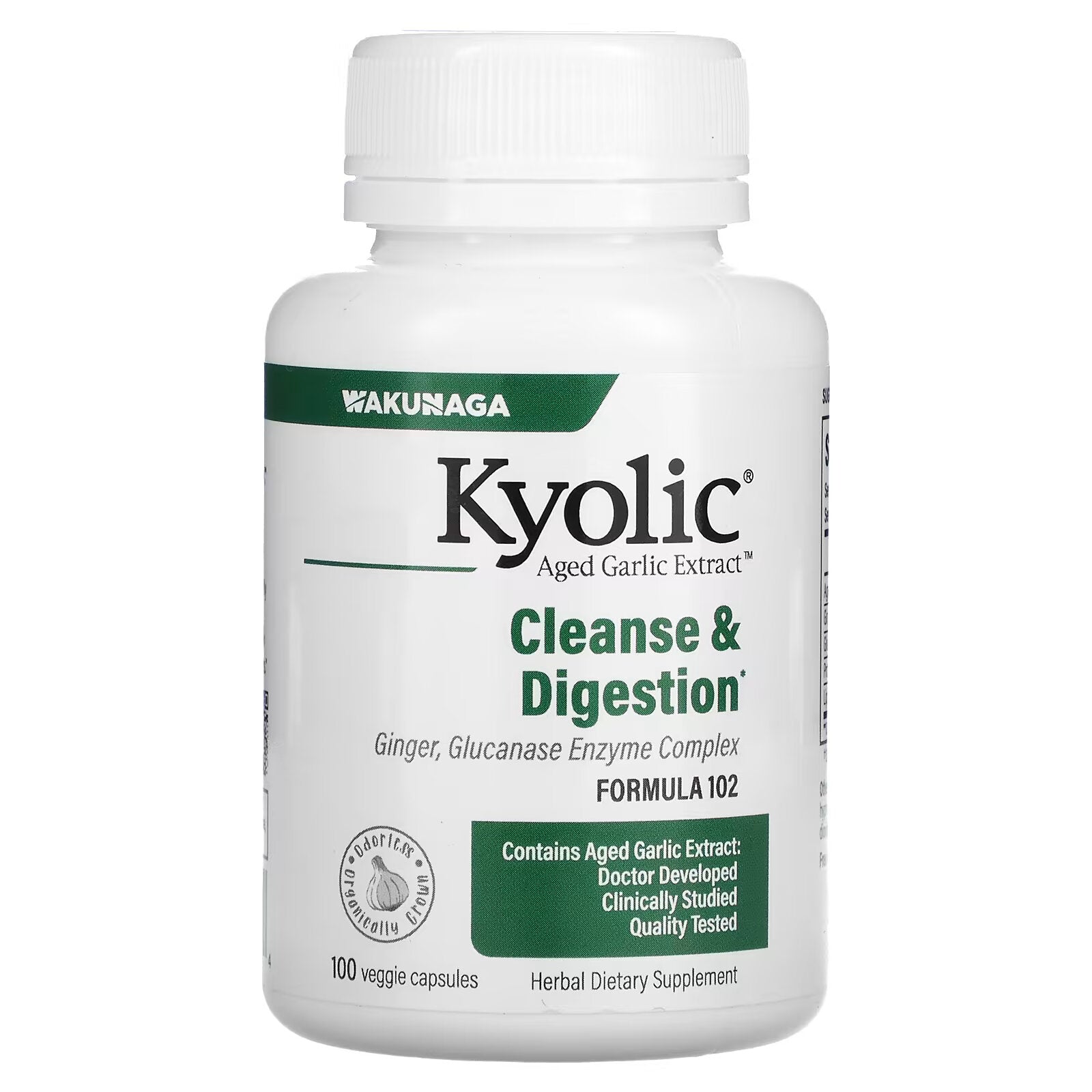 Kyolic Aged Garlic Extract, Formula 102 Yeast Remover & Digestion, 100 Vegetable Capsules