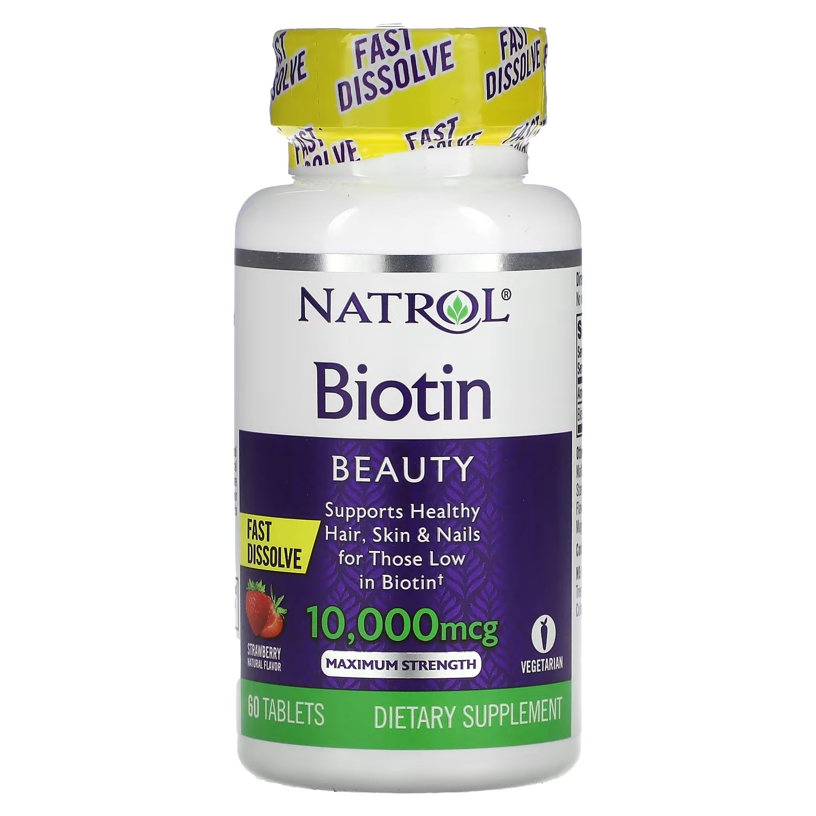 Natrol Maximum Potency Biotin, Strawberry, 60 Tablets