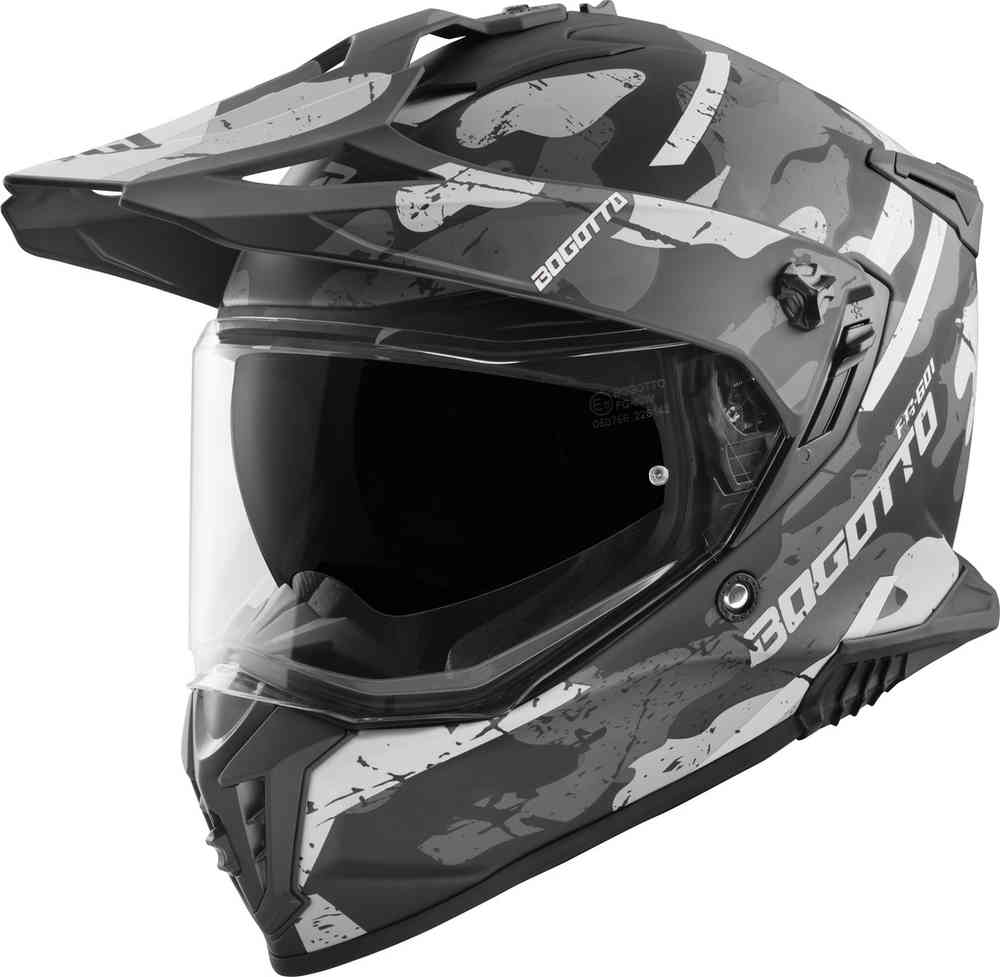 FG-601 Bogotto fiberglass enduro helmet, matte black/gray