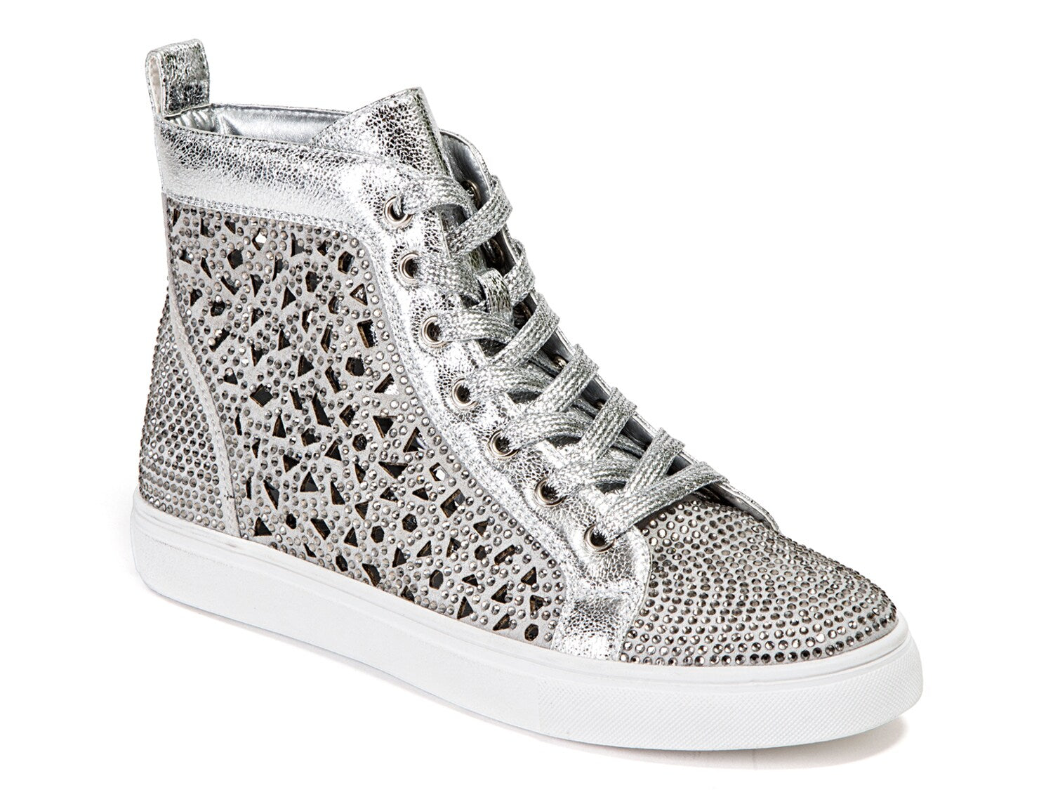 Lady Couture New York High Top Sneakers, Metallic Silver