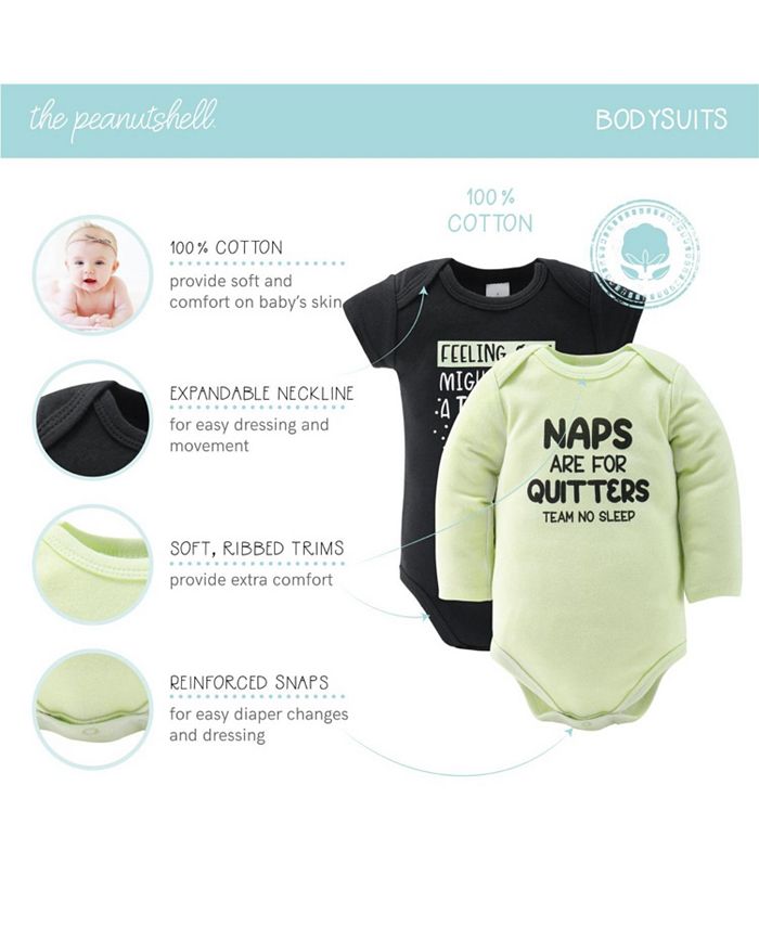 Newborn Layette Gift Set for Boys and Girls, Green Funny Basics 30 Essential Items, The Peanutshell, multicolor