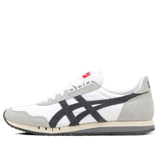 حذاء رياضي كاجوال خفيف الوزن غير قابل للانزلاق من Onitsuka Tiger Dualio منخفض الرقبة للجنسين باللونين الأسود والأبيض، أبيض