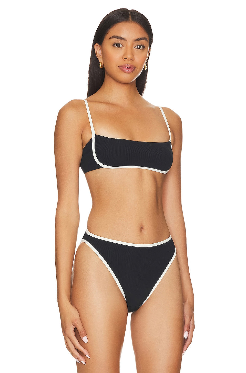 L*SPACE Hazel bikini top, Black & Cream