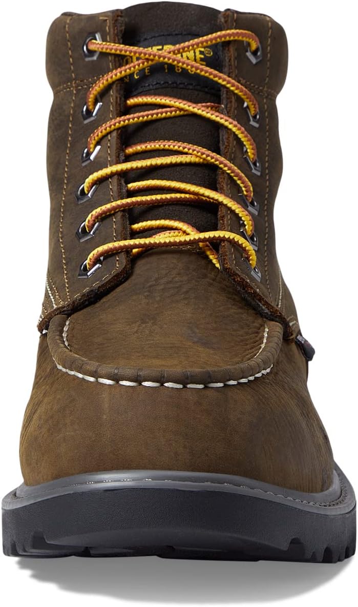 Floorhand Moc Toe Waterproof 6" Wolverine Lace-Up Boot, Dark Coffee