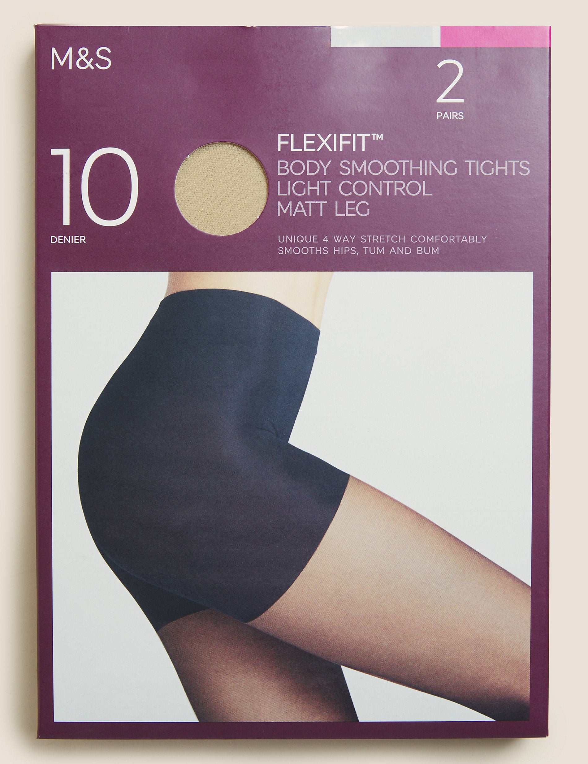 زوجان من الجوارب الضيقة الشفافة 10D Light Control Flexifit من Marks &amp; Spencer