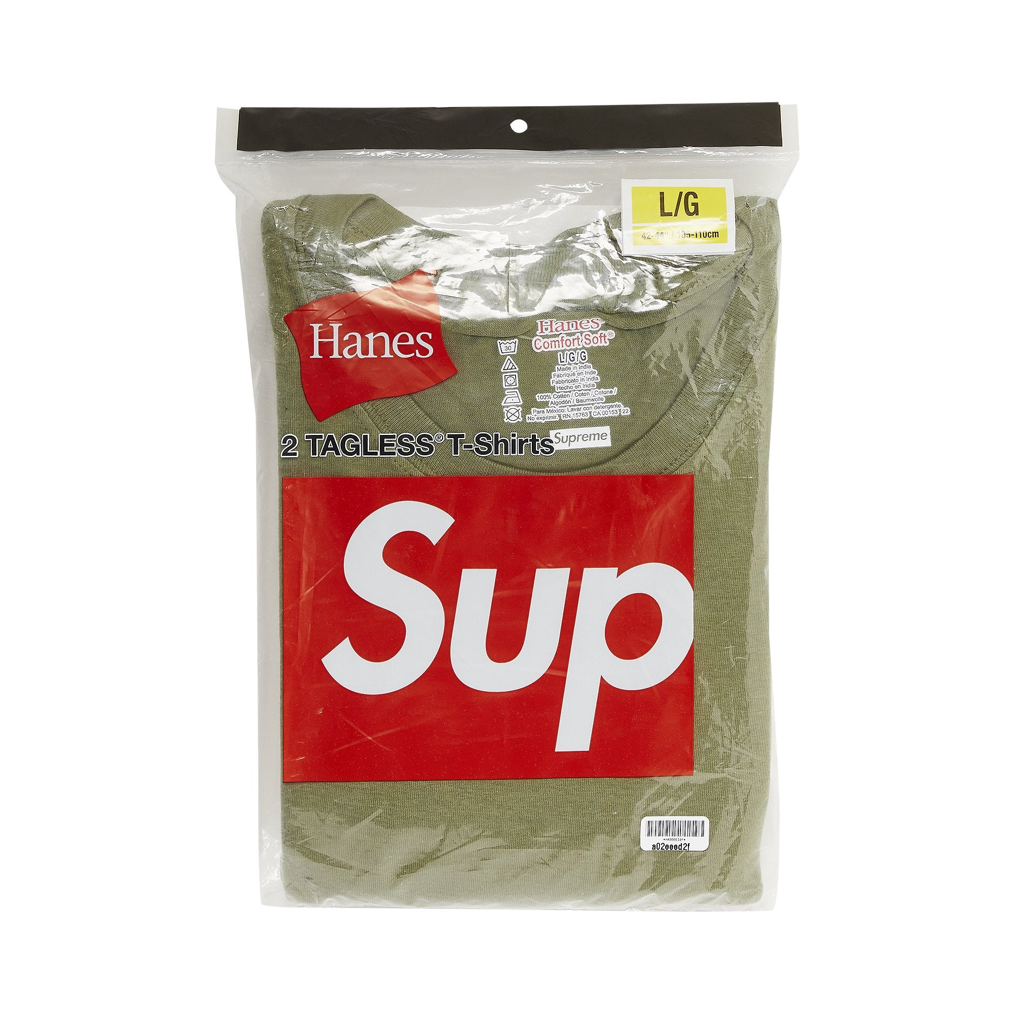 تي شيرتات بدون علامة Supreme x Hanes (قطعتان)، زيتوني