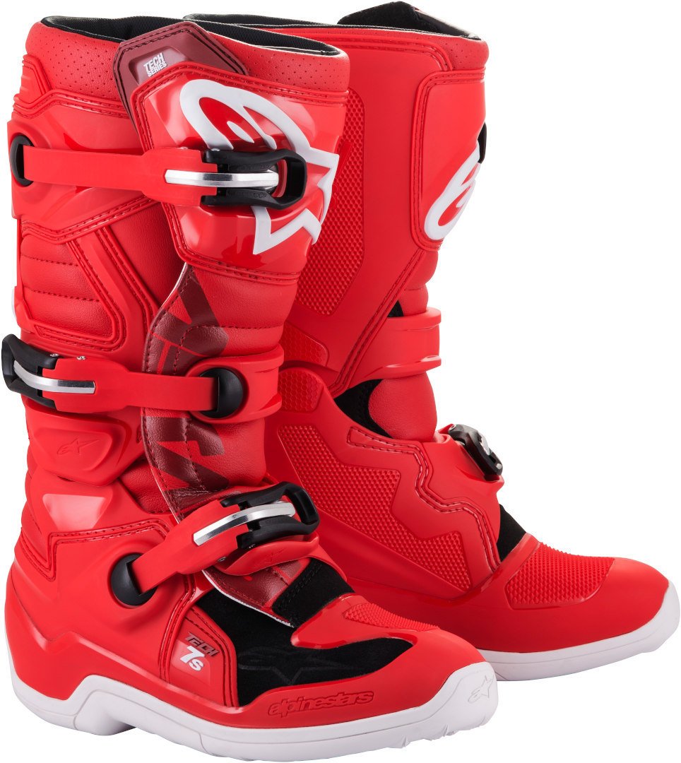 حذاء موتوكروس Alpinestars Tech 7S للشباب، أحمر