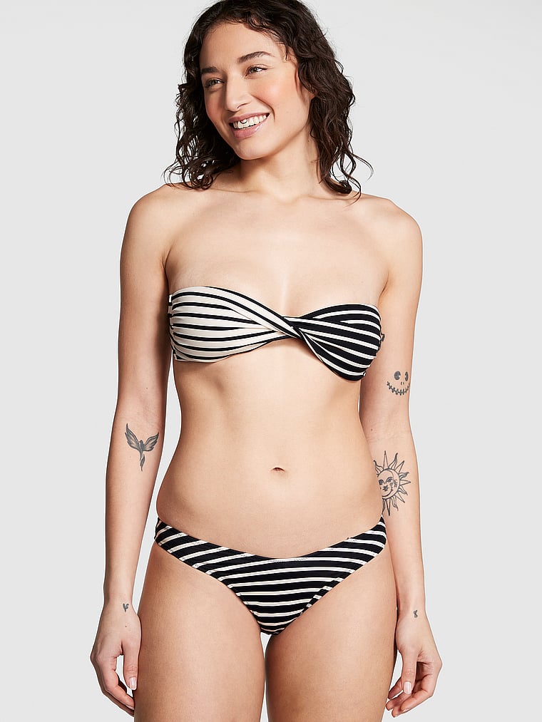 Victoria's Secret Pink Twist It Bandeau Bikini Top, Black/Cream