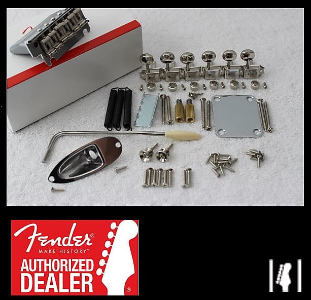 Fender American Standard USA New Chrome Stratocaster Hardware Set with Strat Tuners 007-5091-049 007-5091-000 American Standard Stratocaster Tremolo Bridge Assembly