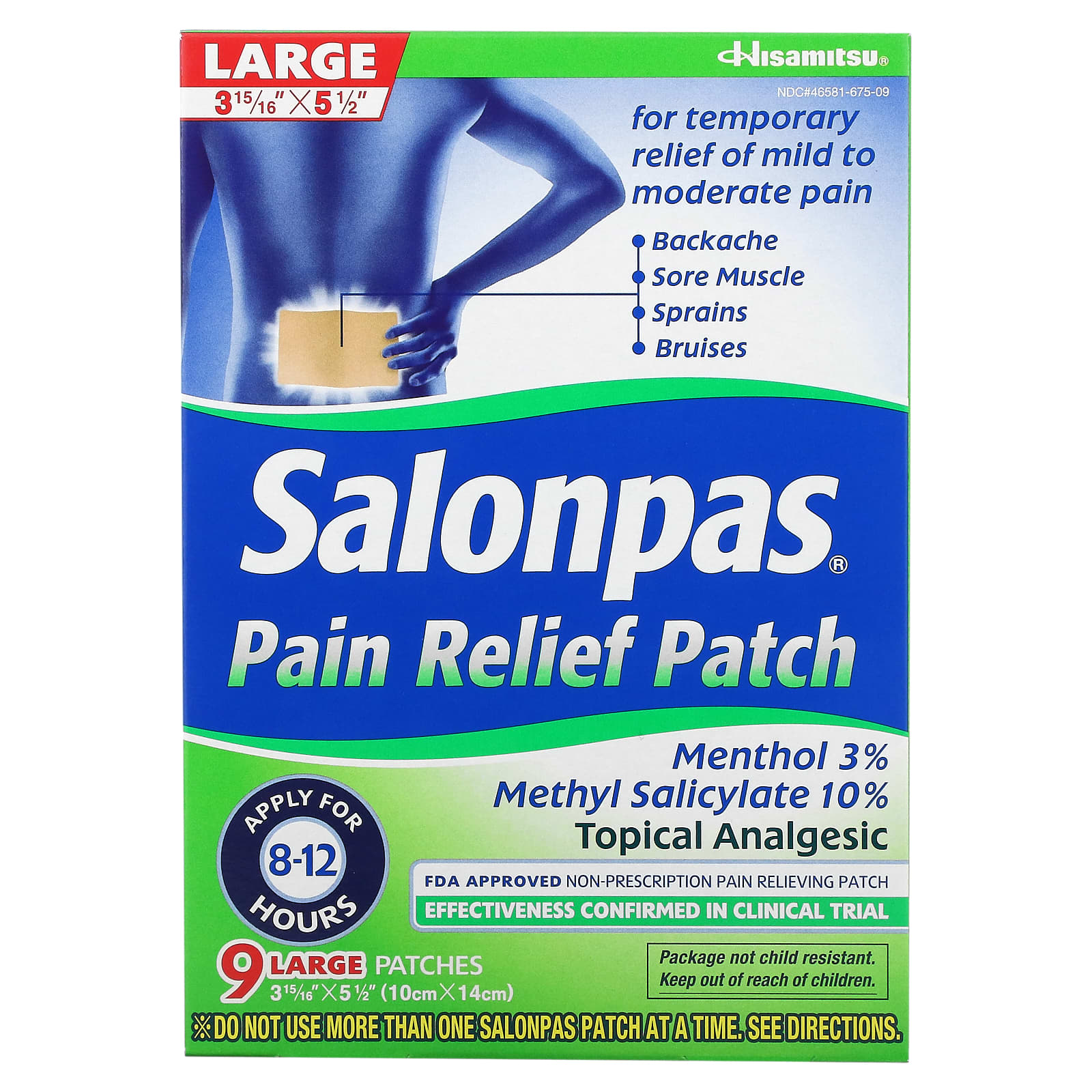 Salonpas anesthetic patch large, 9 patches