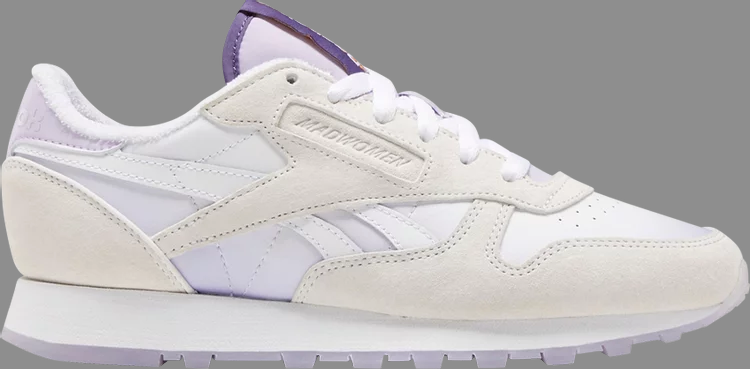 حذاء رياضي من ريبوك "Madwoman x classic leather 'white purple oasis'، باللون الأبيض