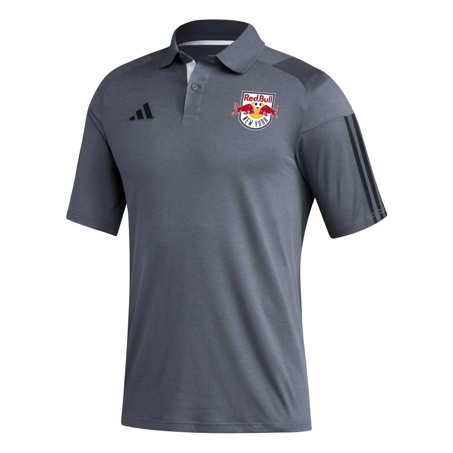 قميص بولو تدريبي رمادي اللون للرجال من adidas New York Red Bulls 2023