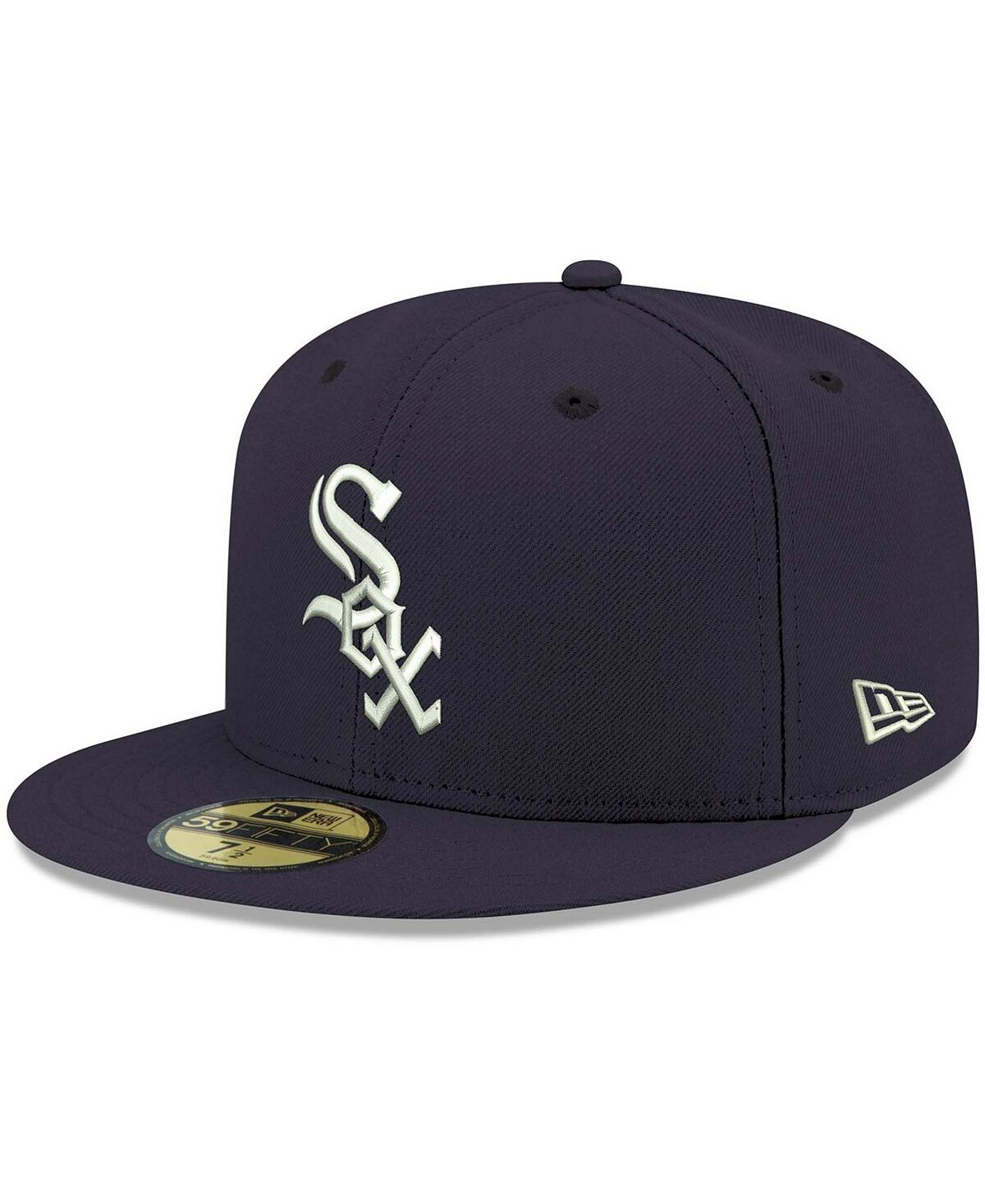 Men's Navy Blue Chicago White Sox Logo Cap White 59FIFTY Fitted Hat New Era