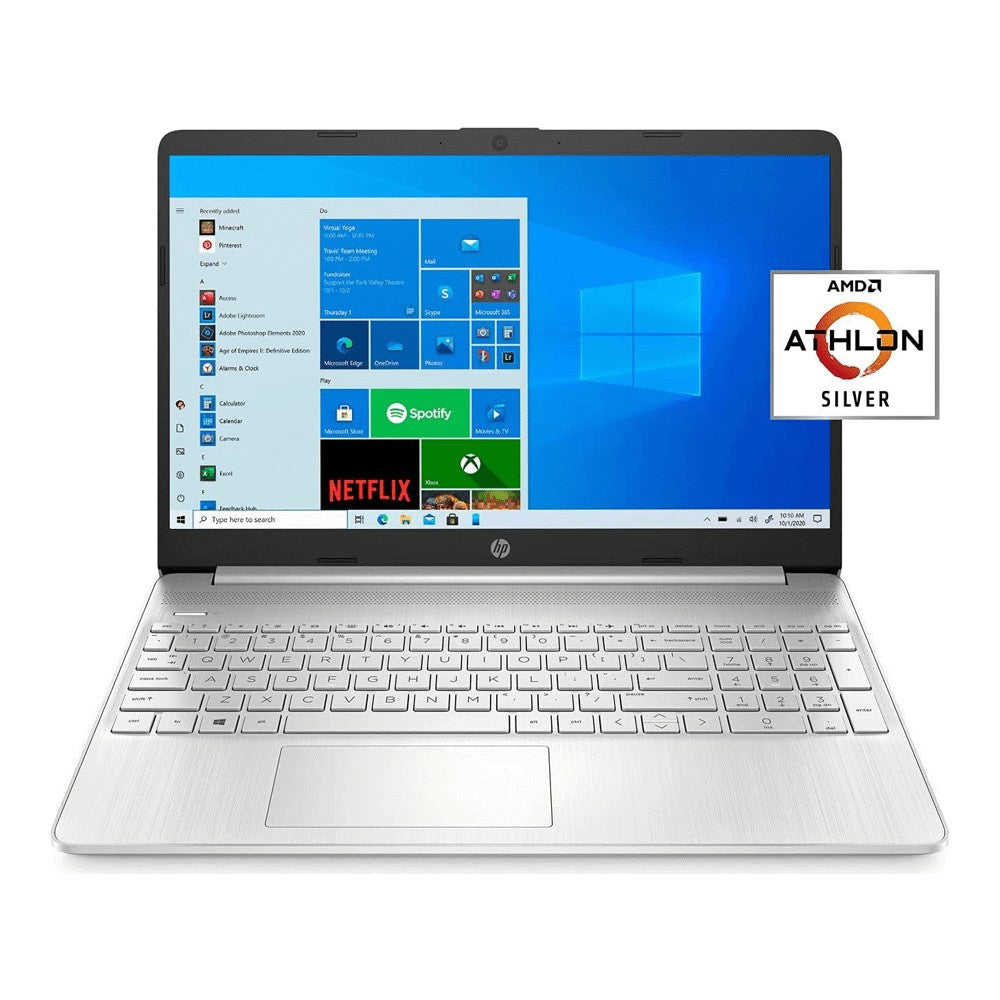 لابتوب HP 15-ef1001wm 15.6" FullHD 4GB/128GB Athlon 3050U، فضي، لوحة مفاتيح إنجليزية