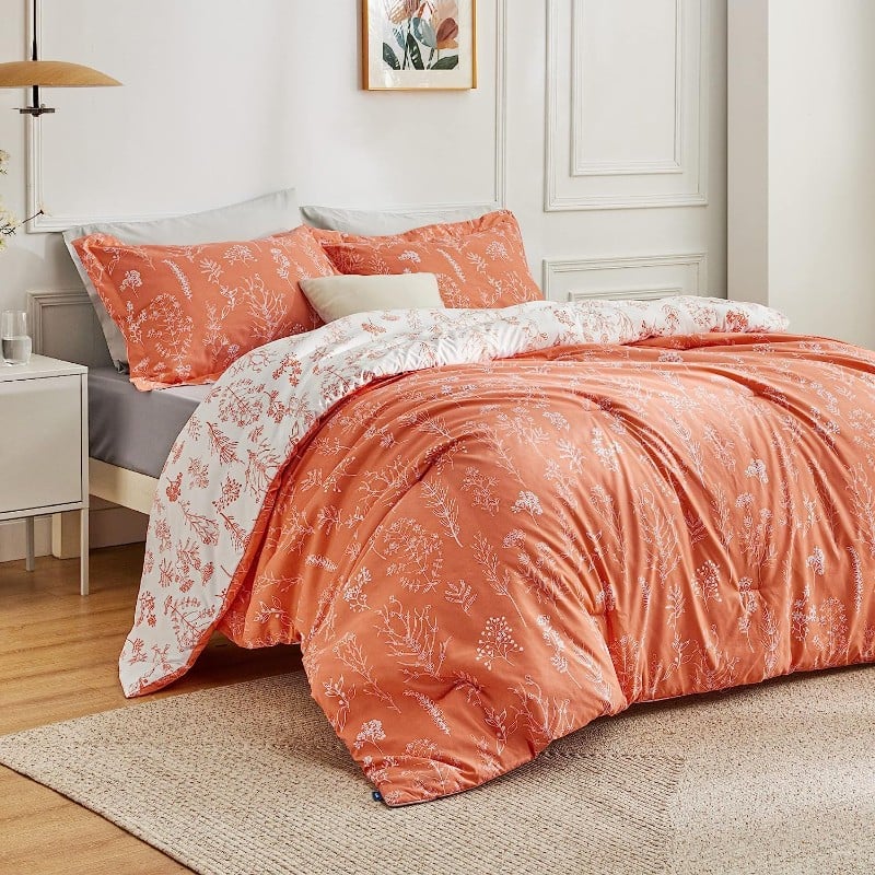 Bedsure King 3 Piece Bedding Set, Coral