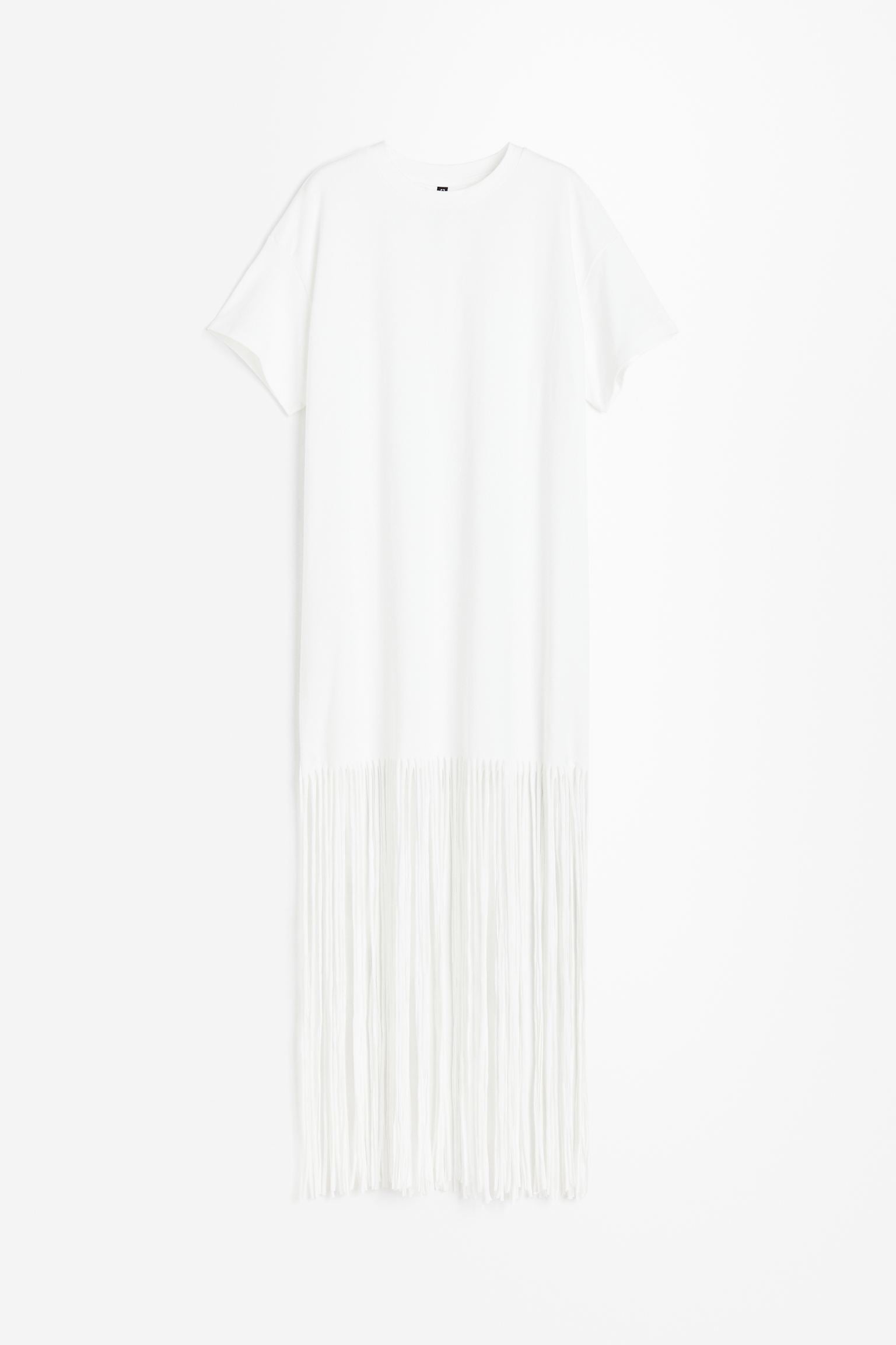 H&M Fringe-trimmed T-shirt dress, white