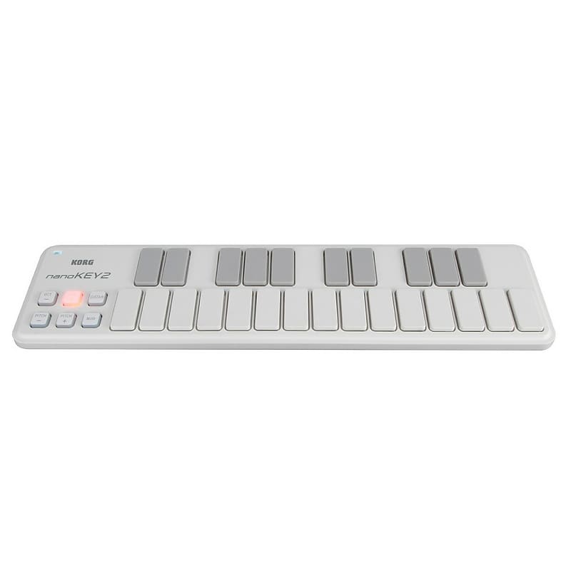 لوحة مفاتيح Korg nanoKEY2 Slim Line MIDI USB مكونة من 25 مفتاحًا، باللون الأبيض