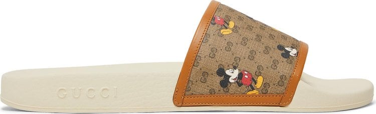 Disney x Gucci GG Slide Mickey Mouse Sandals, brown