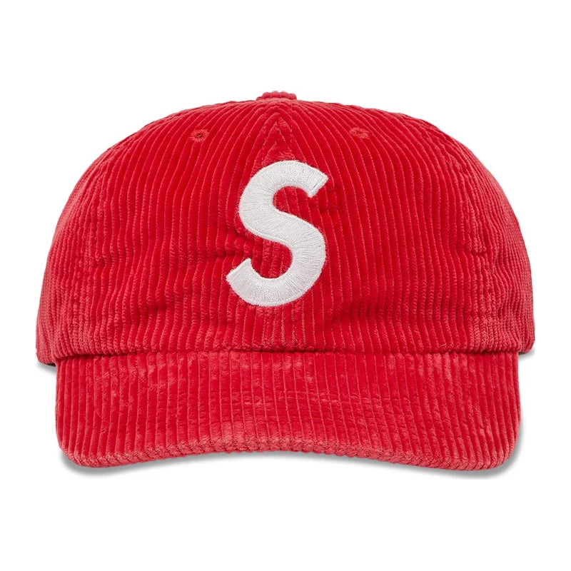 قبعة Supreme Corduroy S Logo مكونة من 6 ألواح، باللون الأحمر