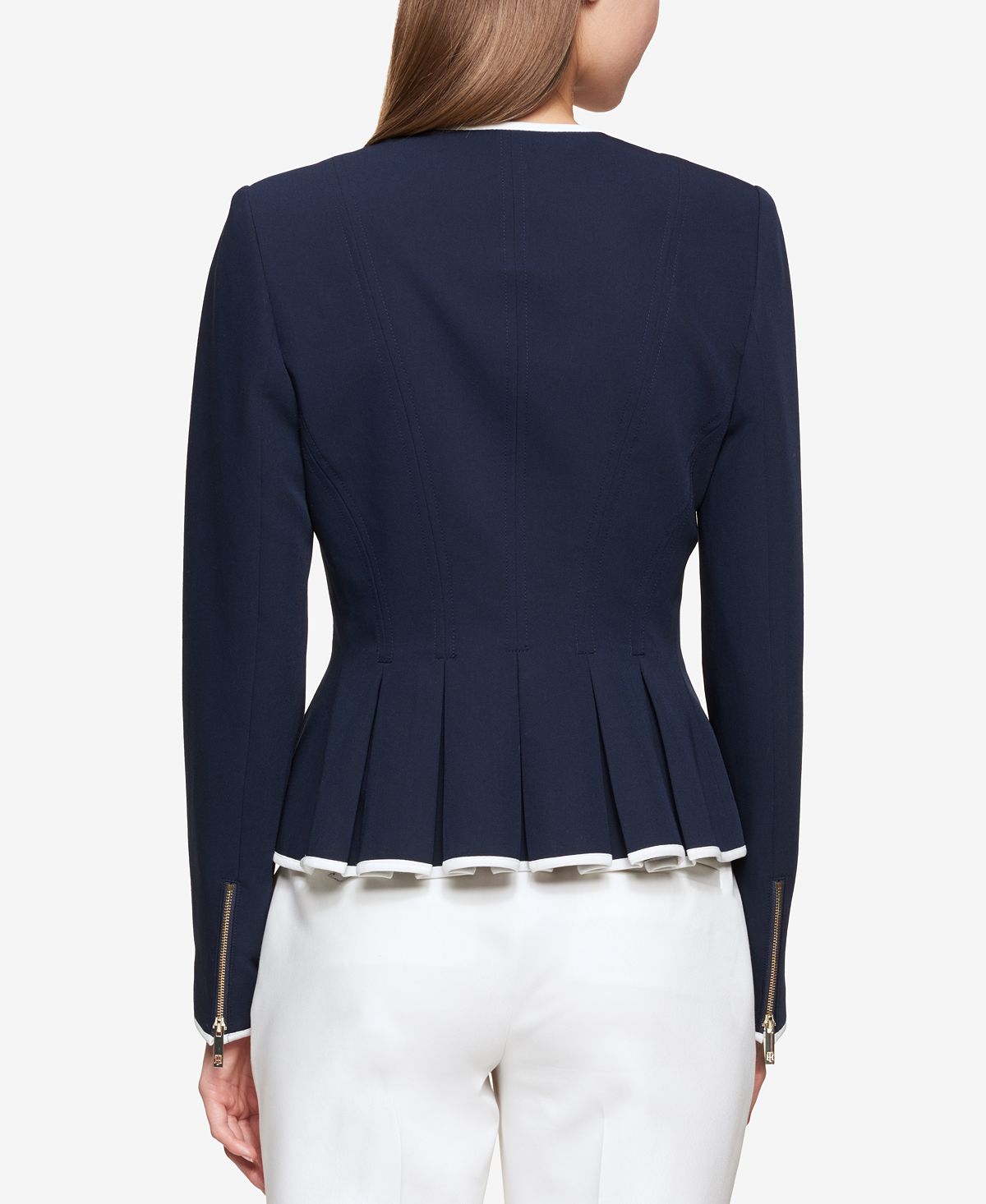 Tommy Hilfiger Front Zip Peplum Jacket, Multi