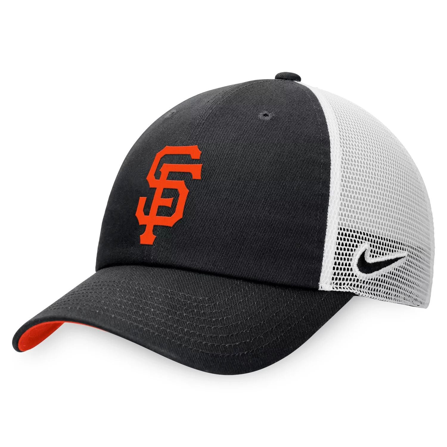 قبعة Nike Trucker القابلة للتعديل للرجال باللونين الأسود والأبيض من San Francisco Giants Heritage86