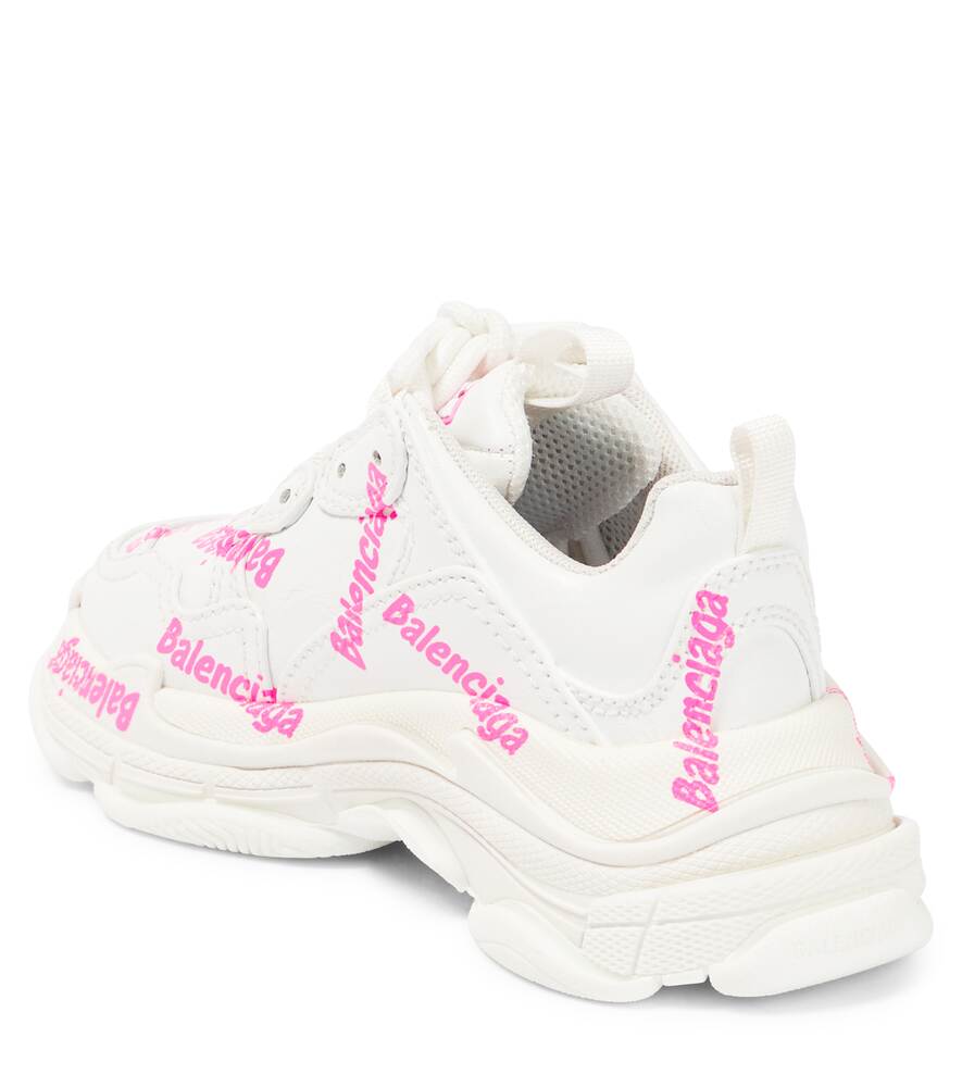 حذاء رياضي Balenciaga Kids Triple S Print باللون الأبيض