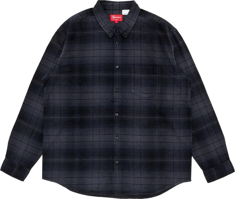 قميص فلانل من Supreme Shadow Plaid باللون الأسود، أسود