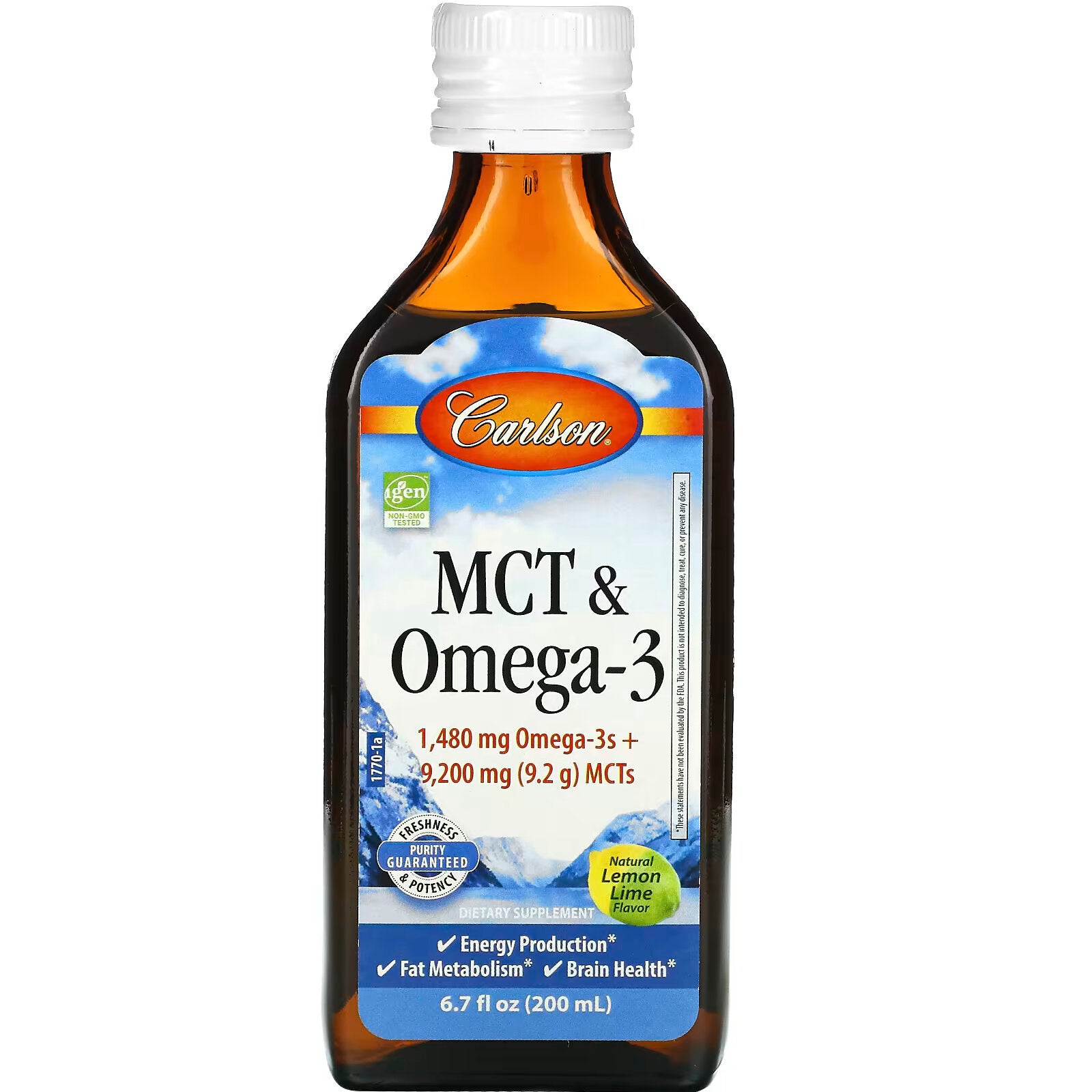 Carlson, MCT & Omega-3, Natural Lemon-Lime Flavor, 6.7 fl oz (200 ml)