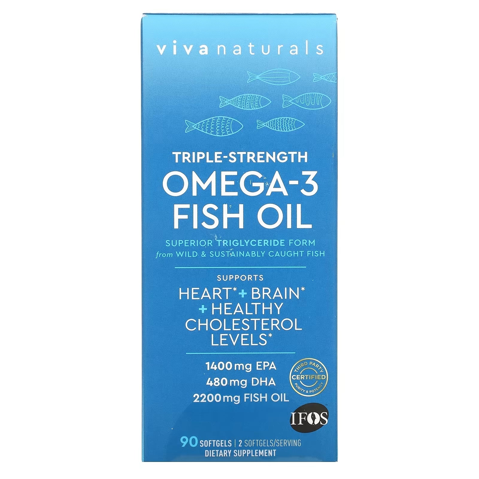 Viva Naturals Triple Strength Omega-3 Fish Oil, 90 Softgels