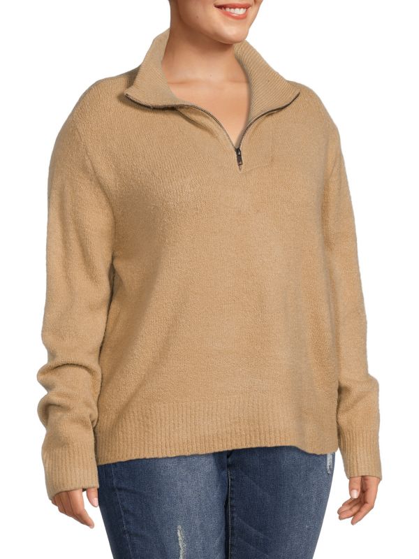 Pullover Rd Style plus with zipper, beige