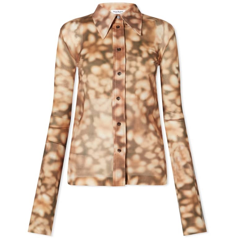 Acne Studios Abstract Flower Print Shirt, brown