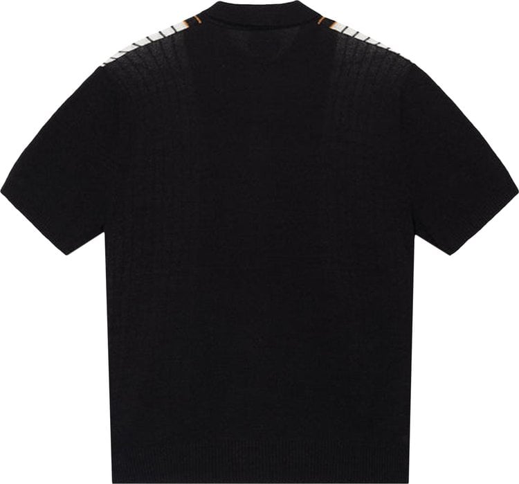 Stussy Textured Short-Sleeve Polo Sweater 'Black Stripe', multicolor