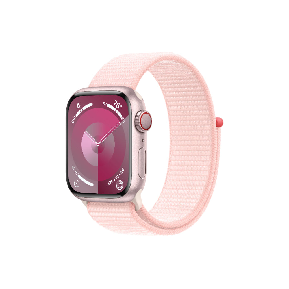 Apple Watch Series 9 (GPS + Cellular), 41mm, Pink Aluminum Case/Light Pink Sport Loop - Onesize