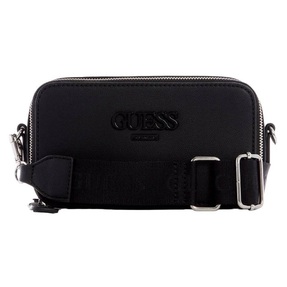 Guess Factory Lewistown Double Zip Crossbody Bag, Black