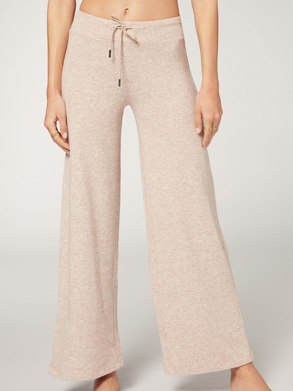 Wide leg trousers Calzedonia, mottled beige