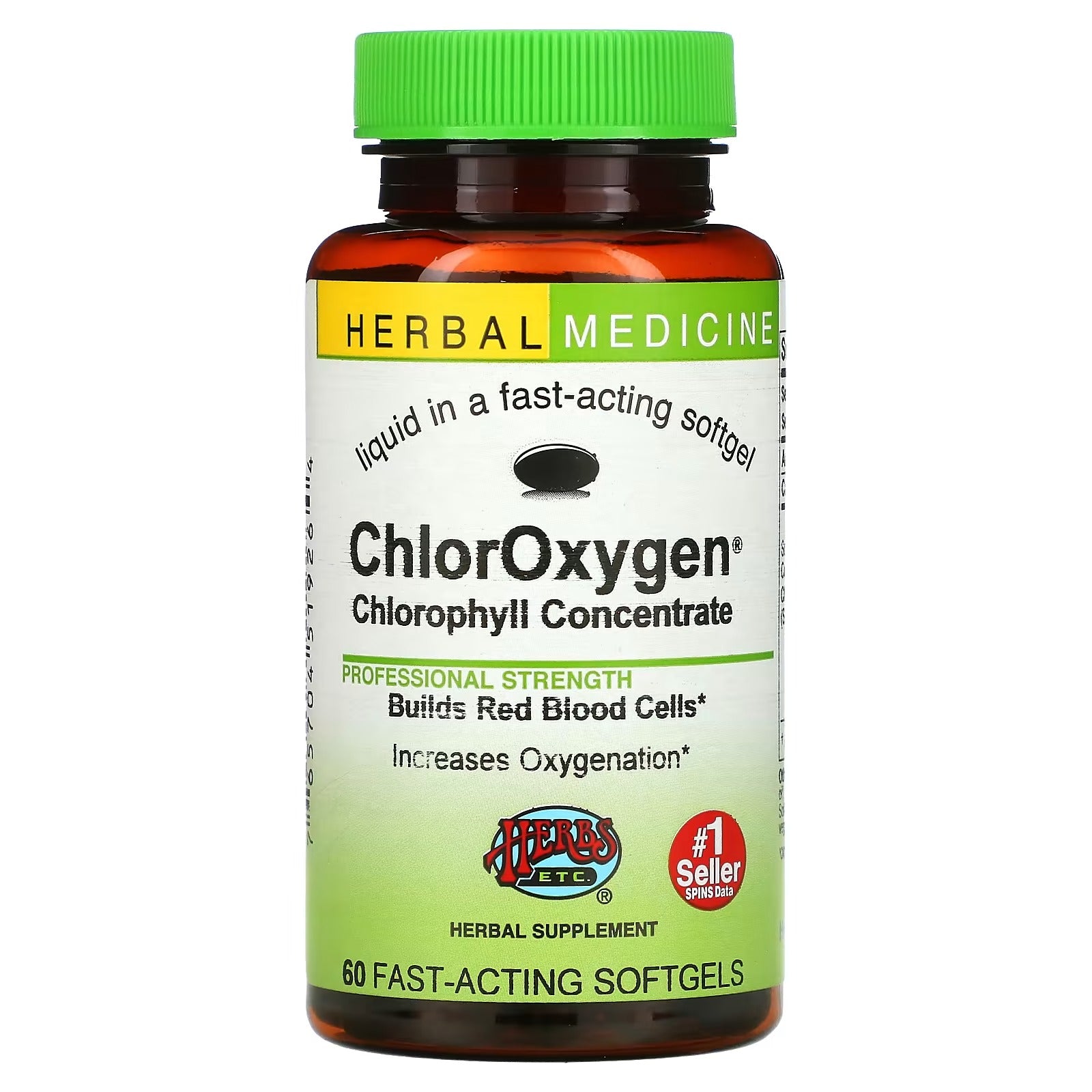 Herbs Etc., ChlorOxygen, Chlorophyll Concentrate, 60 Fast-Acting Softgels