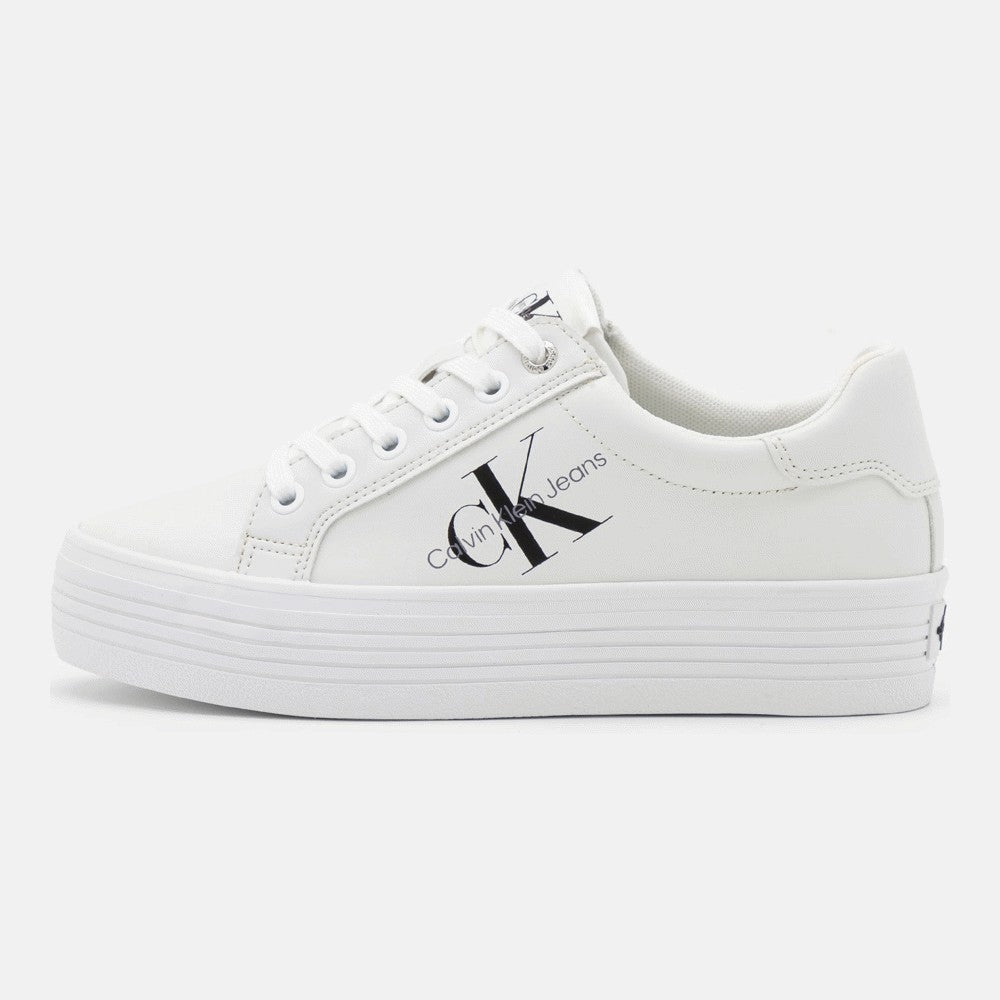 حذاء رياضي Calvin Klein Jeans Vulc Flatform برباط، باللون الأبيض