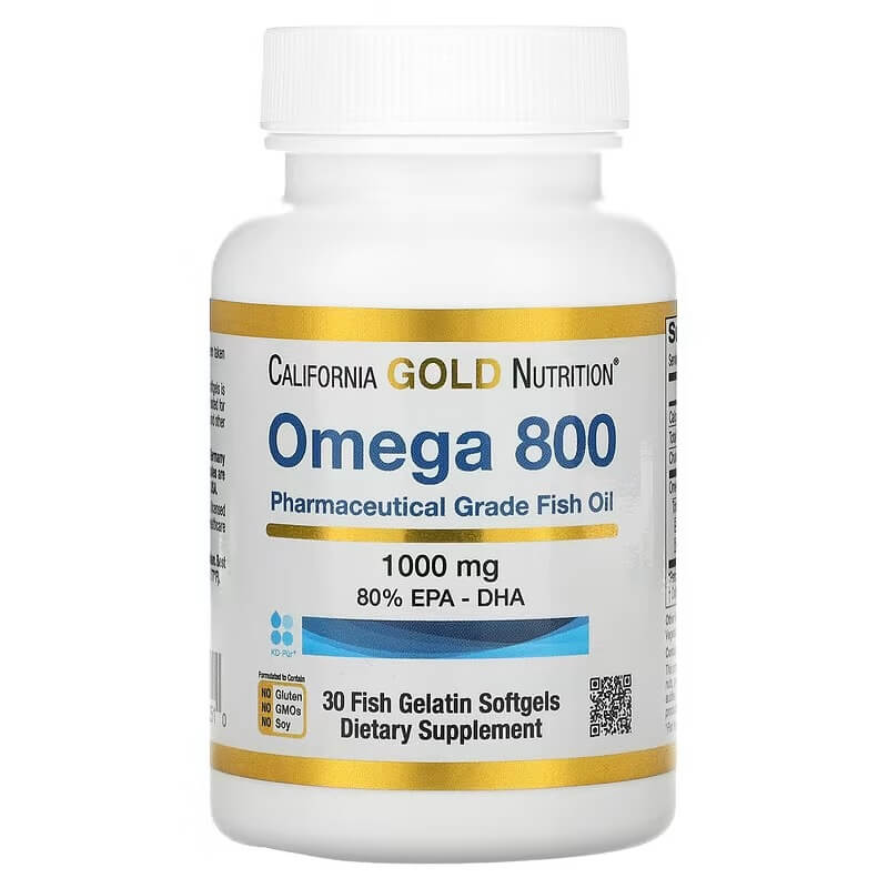 California Gold Nutrition Omega 800 Fish Oil 1000 mg, 30 Capsules