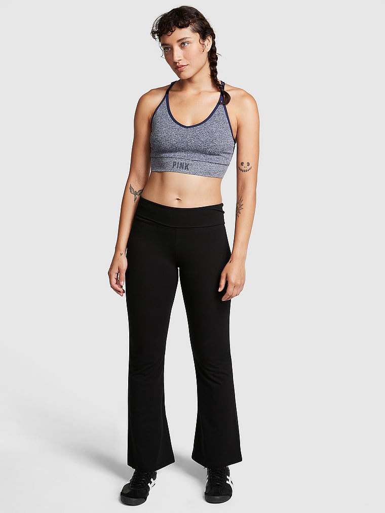 Victoria's Secret Pink Cotton Foldover Flare Leggings, black