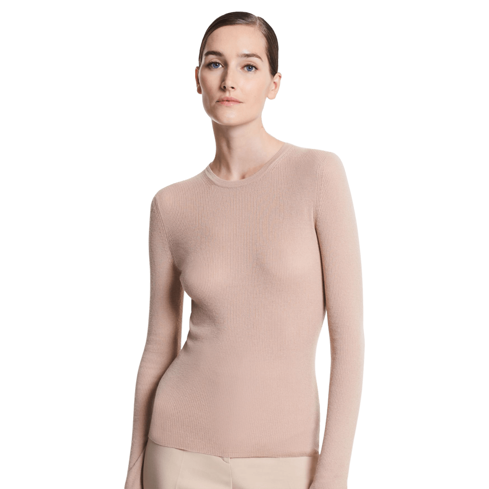 Michael Kors Hutton Featherweight Cashmere Sweater, light brown