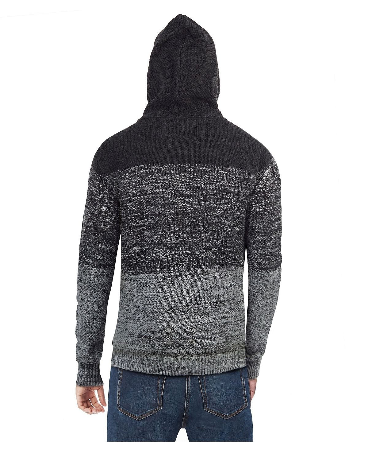 Men's X-Ray Color Block Hooded Sweater, Gray