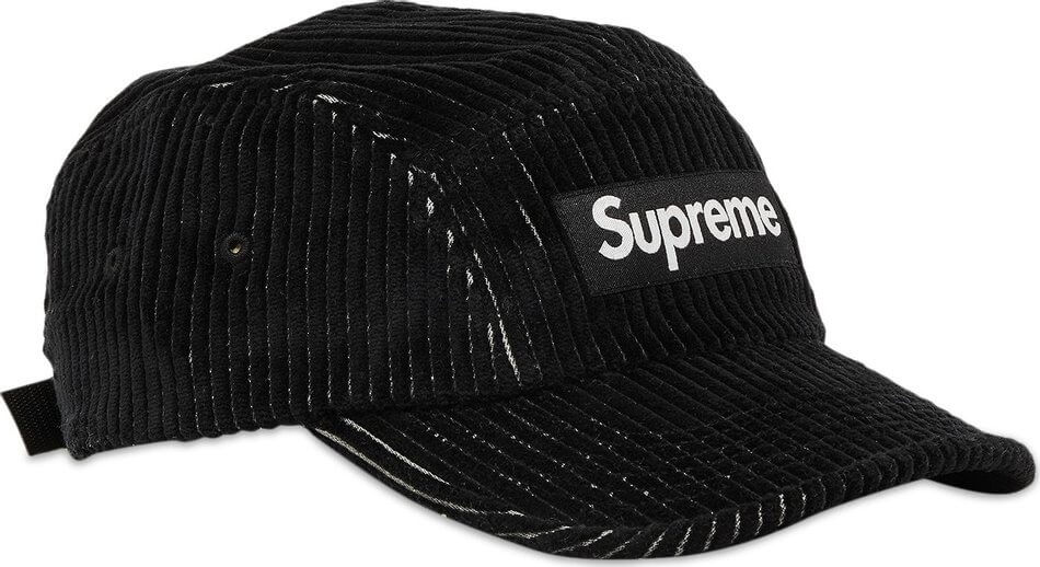 Supreme 2-Tone Corduroy Camp Cap, Black